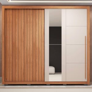 guarda roupa casal ripado com espelho 2 portas e 4 gavetas